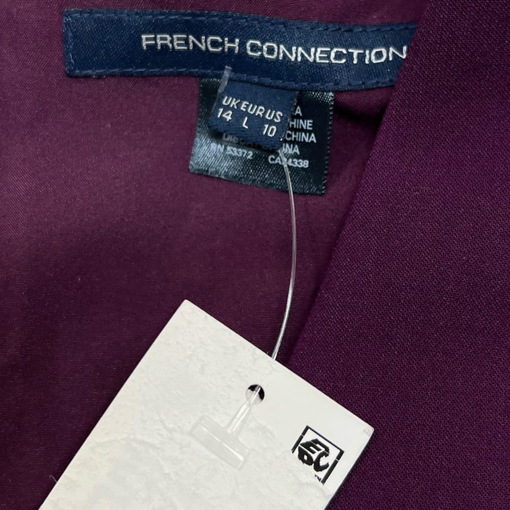 French Connection Whisper Ruffle V-Neck Dress Purple Size 10 New With Tags - Picture 6 of 14